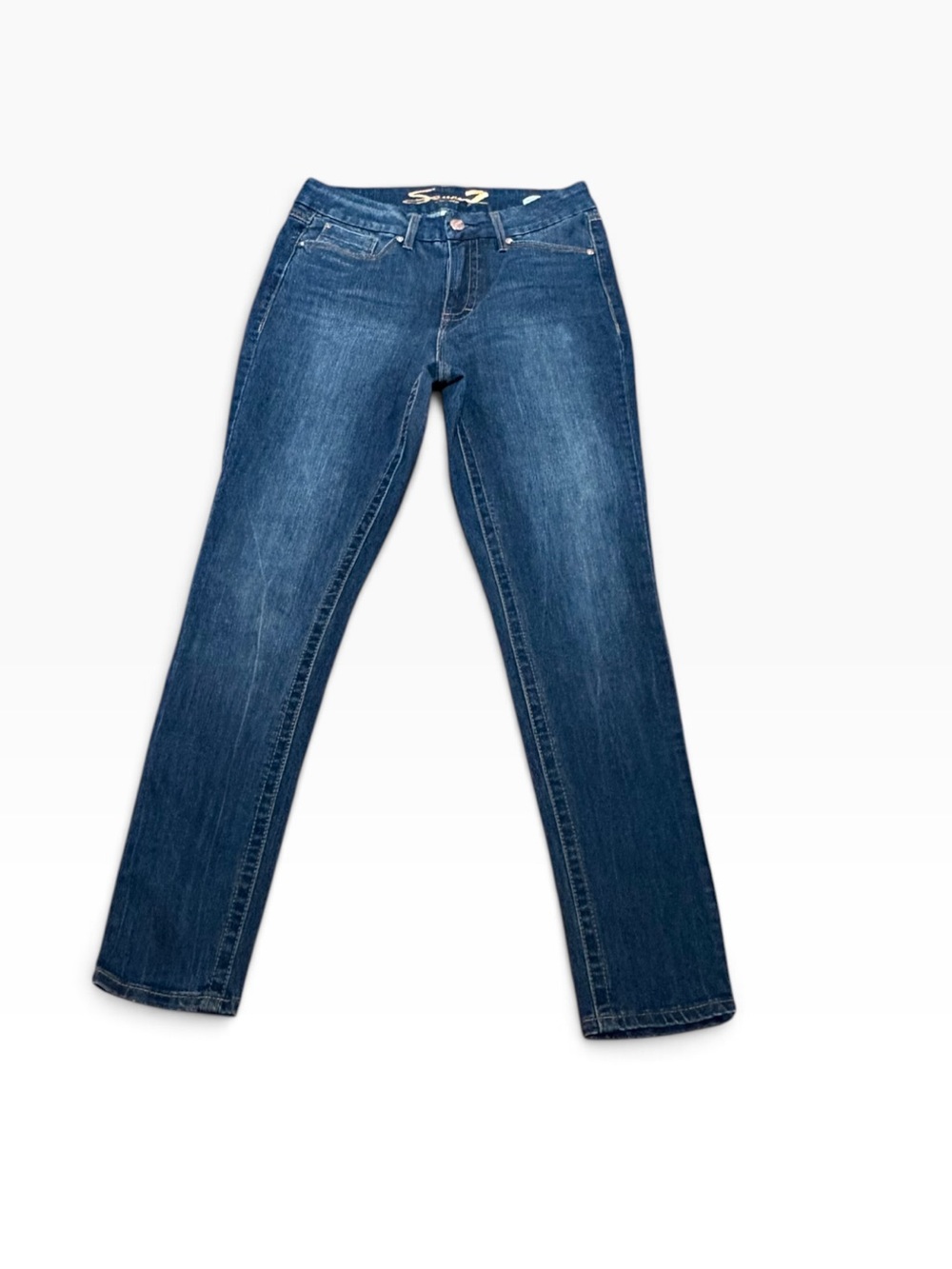 Seven7 Women's Tummyless High Rise Skinny Jeans - Dark Blue Wash, Size 8 NWOT